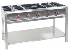 Kuchnia gastronomiczna gazowa 5-palnikowa z półką dolną<br />model: TG-5725.III<br />producent: Egaz