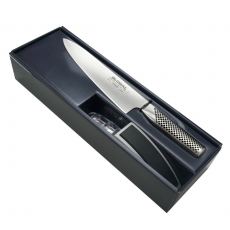 Zestaw Starter: nóż szefa kuchni G-2 + ostrzałka MinoSharp G-220GB<br />model: G-2220GB<br />producent: Global