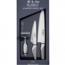 Zestaw Starter: nóż szefa kuchni G-2 + nóż uniwersalny GS-3 + obieraczka GS-68 <br />model: G-23680<br />producent: Global